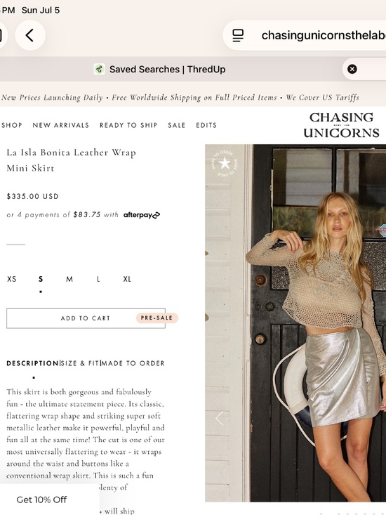 Chasing Unicorns Dresses & Skirts - Chasing Unicorns La Isla Bonita Leather Wrap Skirt, Silver Small